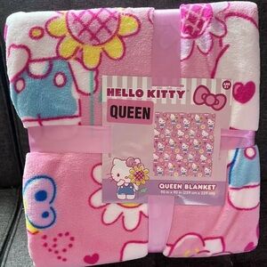 New! Hello Kitty Spring Daisy Flowers QUEEN blanket 90x90